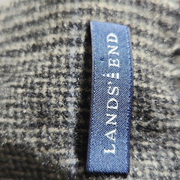 Lands End Scarf Mens Plaid Houndstooth Gray - Picture 4 of 8